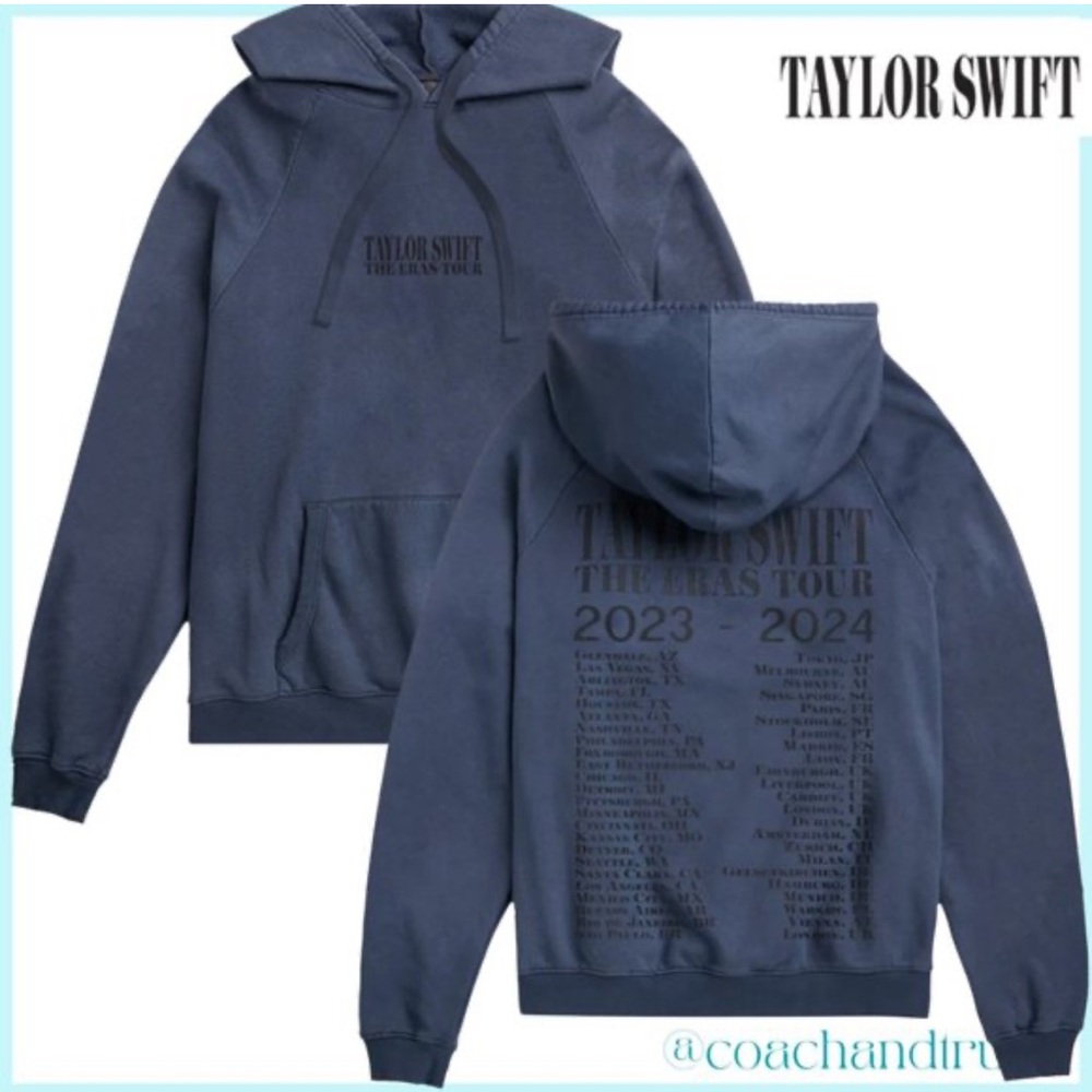 Official Taylor Swift The Eras International Tour Washed Blue Gray Hoodie